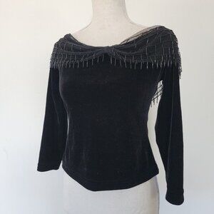 Km Collection Milla Bell Velvet Shirt Small